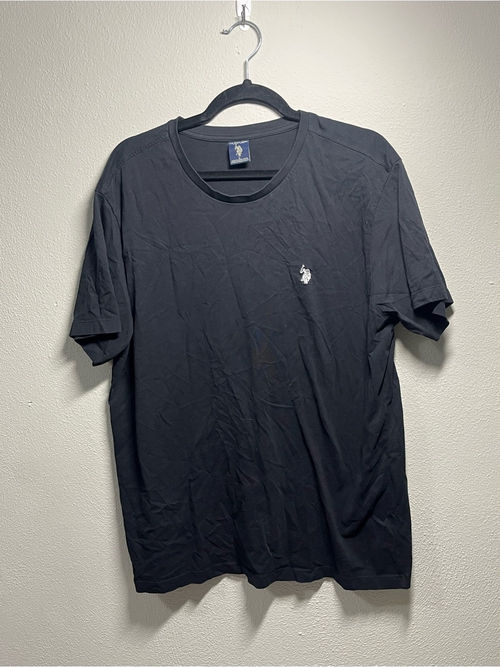 U.S. Polo Assn. Men’s Black Crew Neck Tee with White Logo